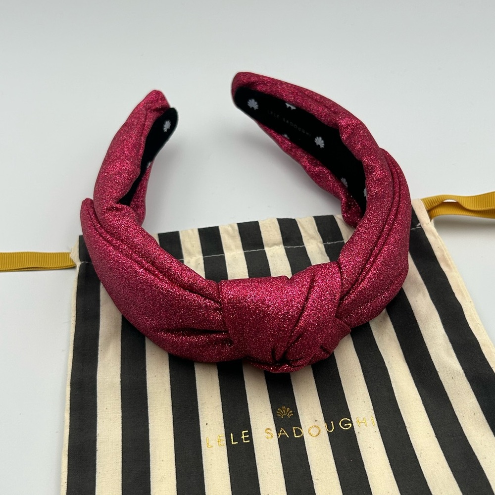 Lele Sadoughi Diva Pink Glitter Veronica Knotted Headband